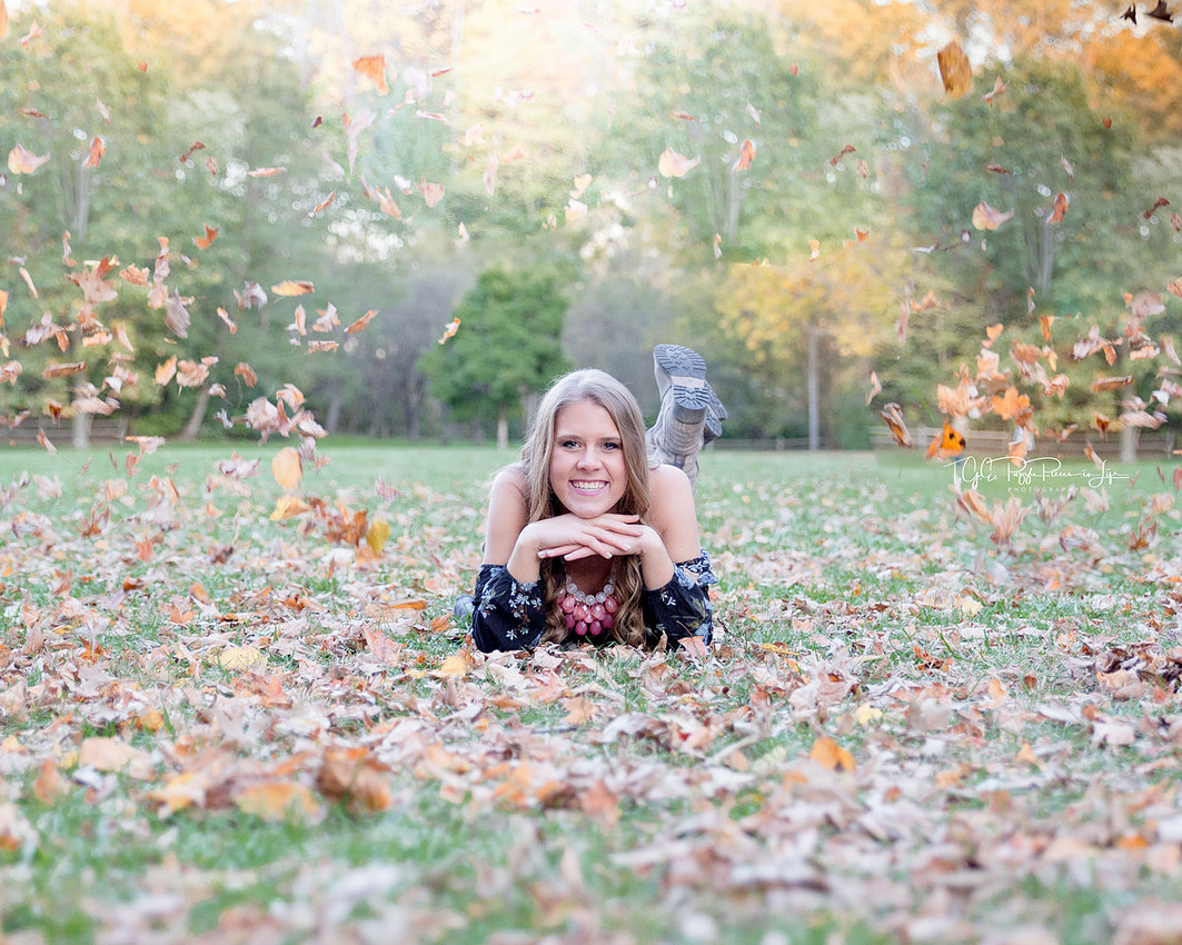 Fun with Fall Leaves/Senior Photography/Hobart, Indiana