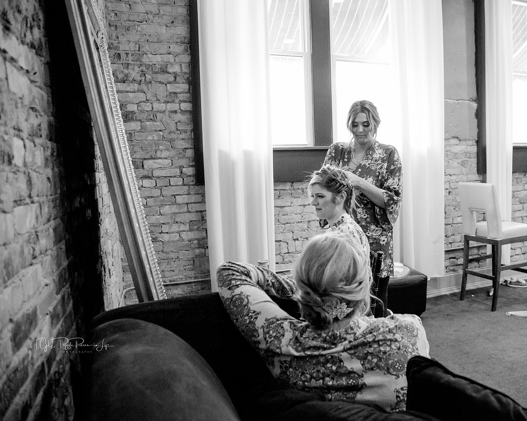 Bride Getting Ready with Her Sister and Mom/ Wedding Photographer/ The Allure/ Laporte, Indiana