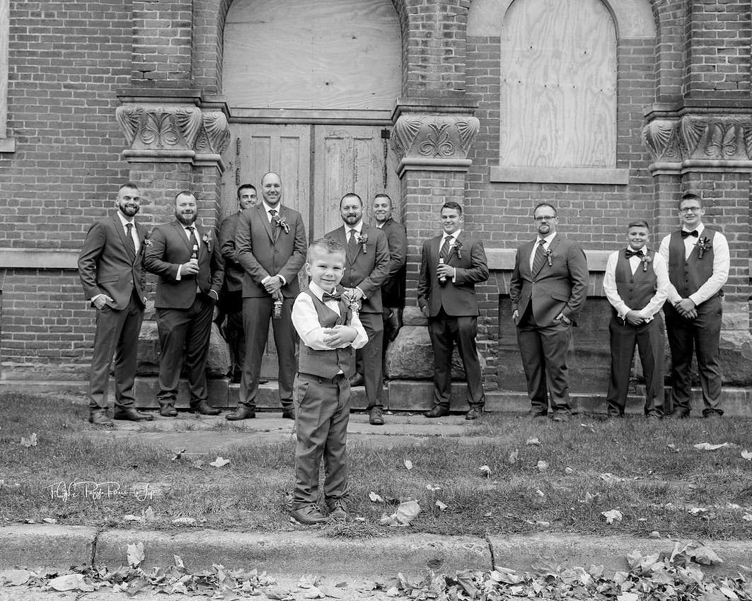 Groomsmen with Ring Bearer in Front/ The Allure/ Laporte, In/ Northwest Indiana Wedding Photographer
