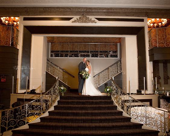 Bride and Groom on the Staircase/ Wedding Photographer/ The Allure/ Laporte, In